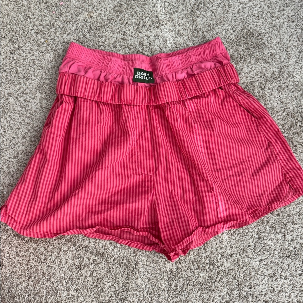 Daily Drills Poplin Double Band Resort Shorts - Pink Stripe Size M/L